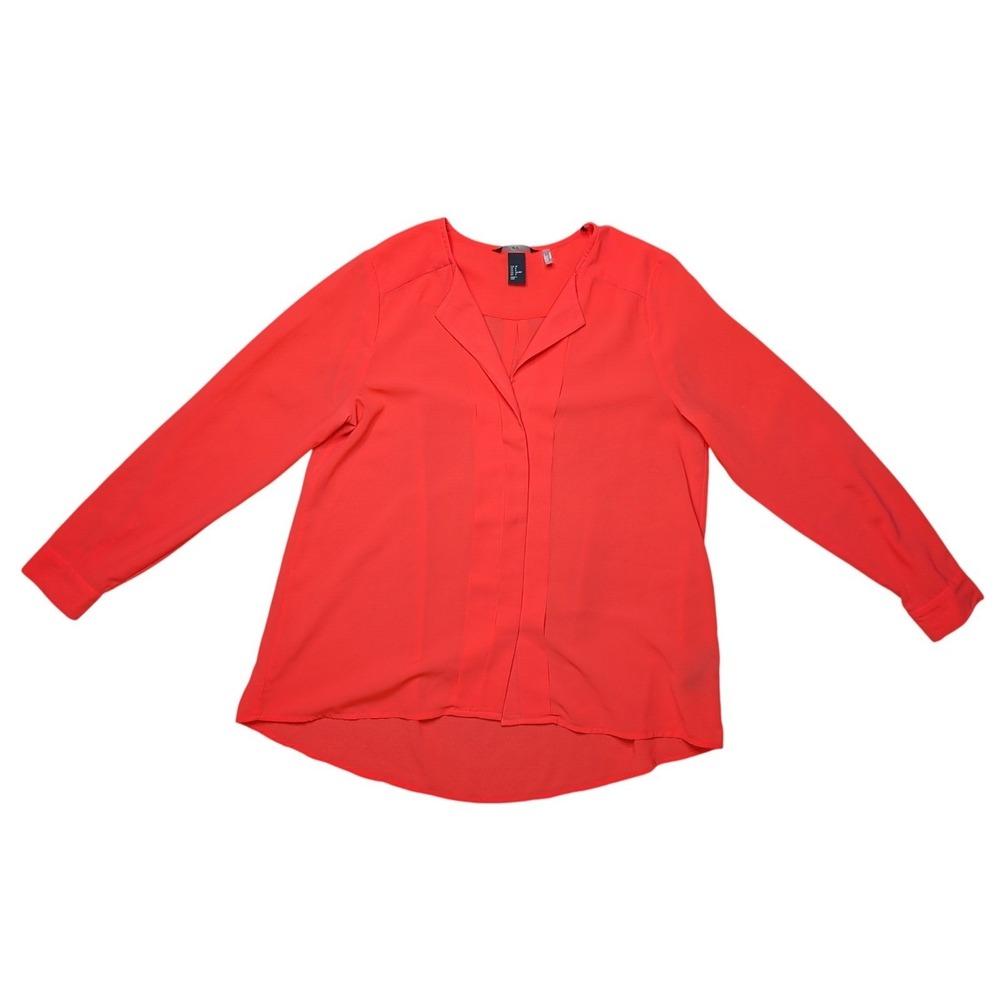 H&M Size 8 Coral Orange‎ Long Sleeve Blouse